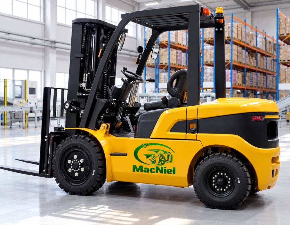 Yellow forklift in a warehouse
